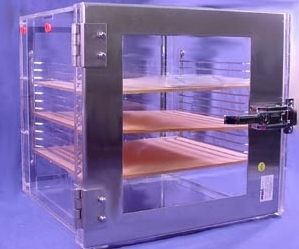 SPI Supplies Brand Clear Desiccator Storage Cabinet w/RB Valve, 3 S. S. Shelves 30.5x30.5x30.5cm,, c