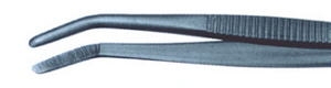 SPI-Swiss Strong Blunt Tip Tweezers, Angled, Nickel Plated INOX, 12 in (300 mm) Long