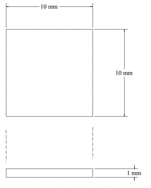 Electrically Fused Quartz Microscope Slide, 10mm  x  10mm  x  1mm Thick, Each