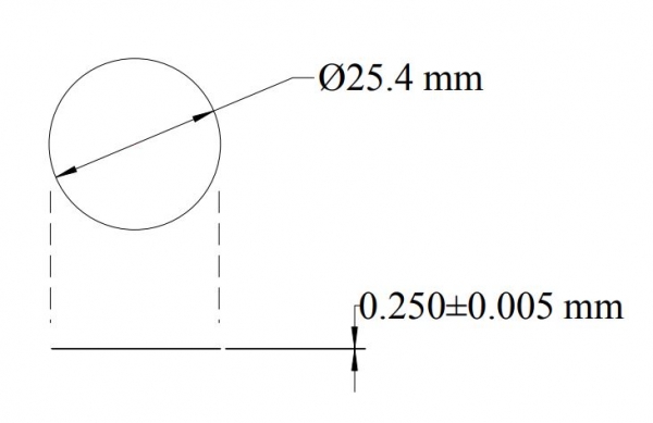 Electrically Fused Cover Slip (Round) 25.4mm diamter x 0.25mm Thick, Each
