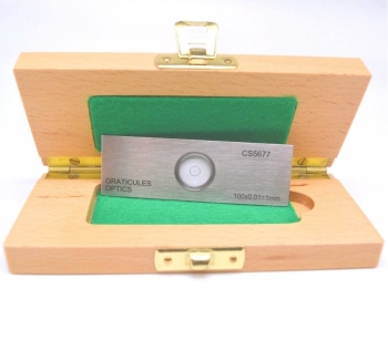 Stage Micrometer, Transmitted Light, Crossed Scales, 100 Divisions, 10&micro;m/Division [PS16]