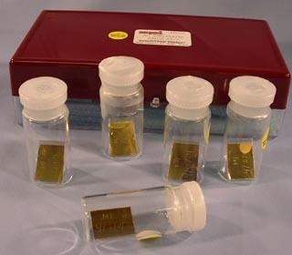 Gold substrates, Small, 1.4 cm x 1.1 cm, with 150 nm thickness for SPM applications, Pack of 5