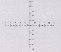 Graticules Optics, Cross Scales 10mm long with .1mm subdivisions. Surface Chrome Image Pattern NE17