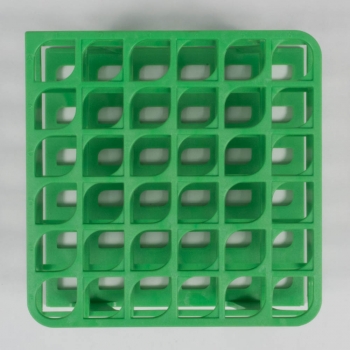 SPI Supplies&reg; Brand Half Size Test Tube Racks, 16 mm Delrin&reg; 36 Places 127x127x70 mm Green