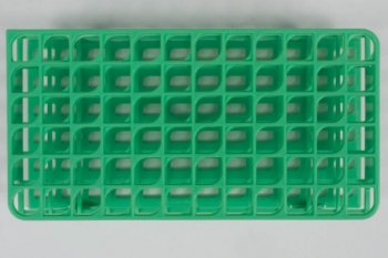 SPI Supplies&reg; Brand Full Size Test Tube Racks, 16 mm Delrin&reg; 72 Places 127x250x70 mm Green