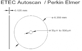SPI Supplies Disc Aperture, Molybdenum, 6.35 mm OD x 0.125 mm Thick x 70&micro;m Hole