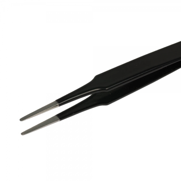 SPI Supplies Style #2A Antimagnetic Stainless Steel, EDS Safe, Black Epoxy Coated Tweezer