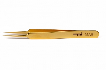 SPI-Swiss Style #5 Gold Plated Miracle Tip Tweezer 115 mm Long