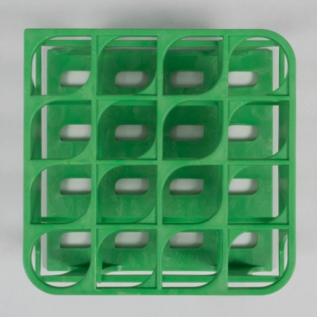 SPI Supplies Brand Half Size Test Tube Racks, 25 mm Delrin 16 Places 120x122x92 mm Green