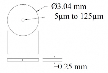SPI Supplies Molybdenum Disc Aperture, OD 3.04 mm x 0.25 mm Thick, 150um Hole