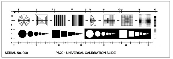Universal Calibration Slide by Graticules with 14 Image Sets on 1x3&quot; Glass Microscope [PS20]
