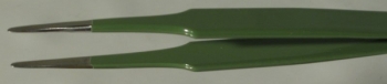 SPI Supplies Style #2A  Antimagnetic Stainless Steel, EDS Safe, Green Epoxy Coated Tweezer